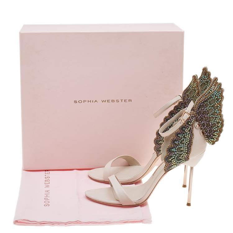 مملوكة مسبقًا Sophia Webster Pink Leather Crystal Embellished Evangeline Open Toe Sandals Size 38