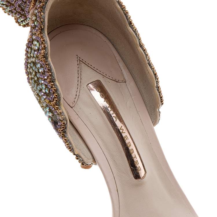 مملوكة مسبقًا Sophia Webster Pink Leather Crystal Embellished Evangeline Open Toe Sandals Size 38
