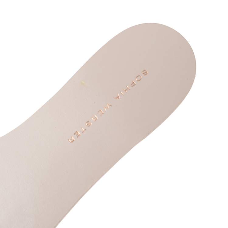 Pre Owned Sophia Webster Beige Patent Leather Lilico Flower Embellished Flat Slides Size 37