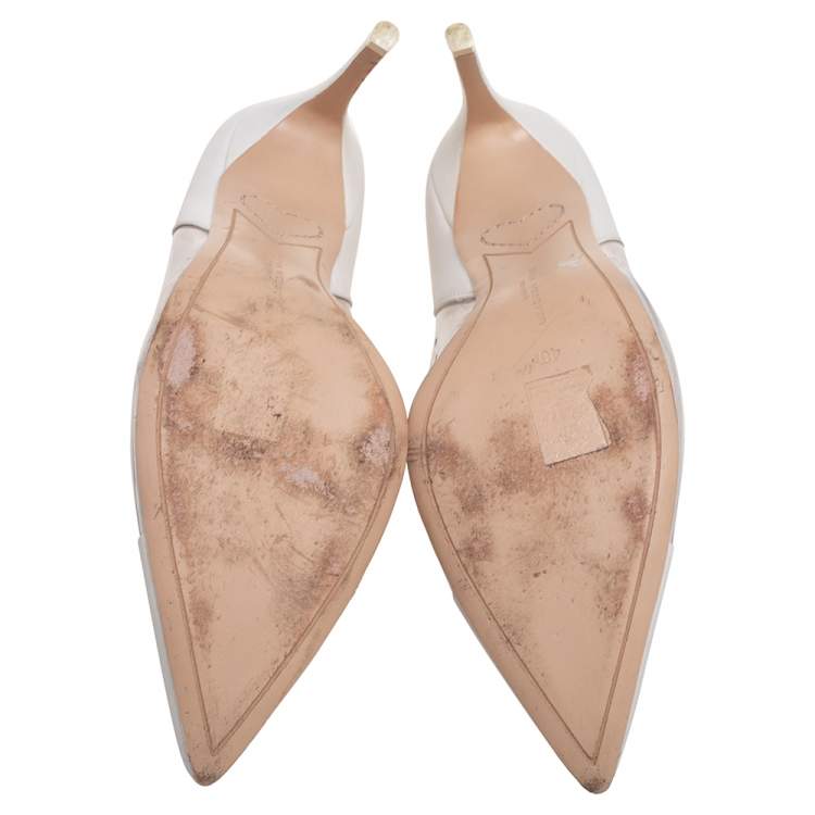 Pre Owned Sophia Webster White Leather And PVC Pointed Toe Pumps Size 40