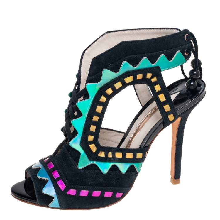 Pre Owned Sophia Webster Multicolor Suede And Leather Riko Cutout Sandals Size 37