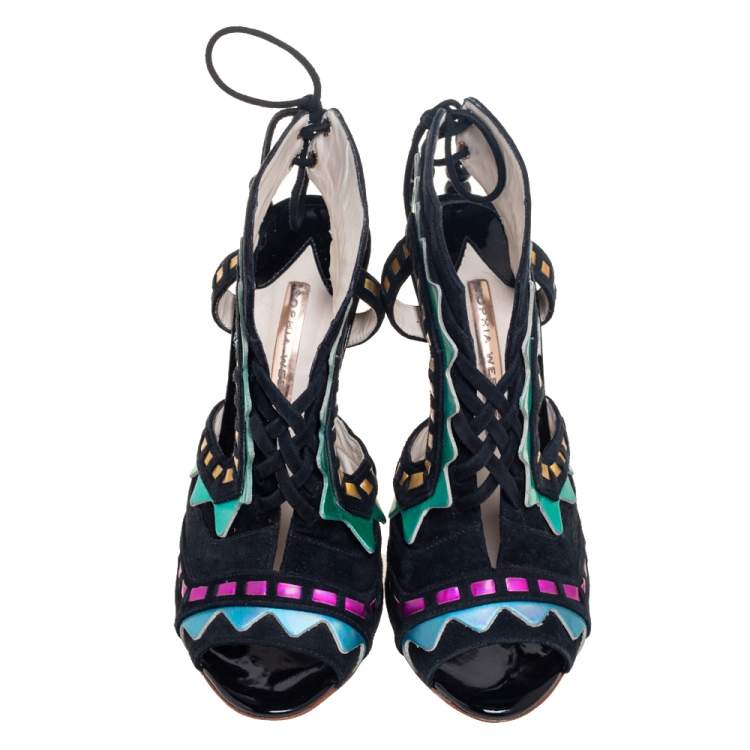 Pre Owned Sophia Webster Multicolor Suede And Leather Riko Cutout Sandals Size 37