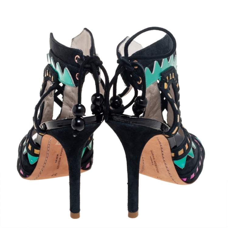 Pre Owned Sophia Webster Multicolor Suede And Leather Riko Cutout Sandals Size 37