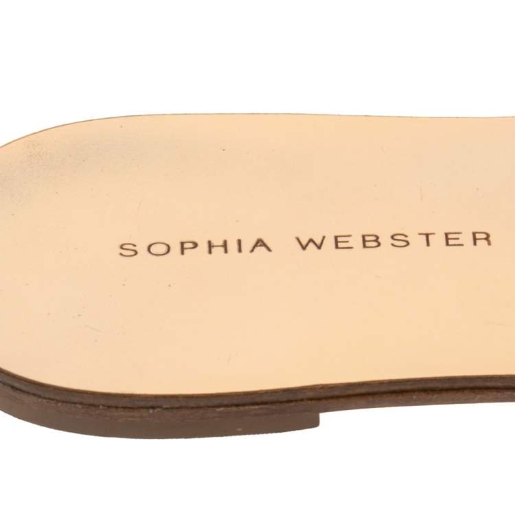 Pre Owned Sophia Webster Metallic Rose Gold Leather And PVC Madame Butterfly Flat Slide Size 38