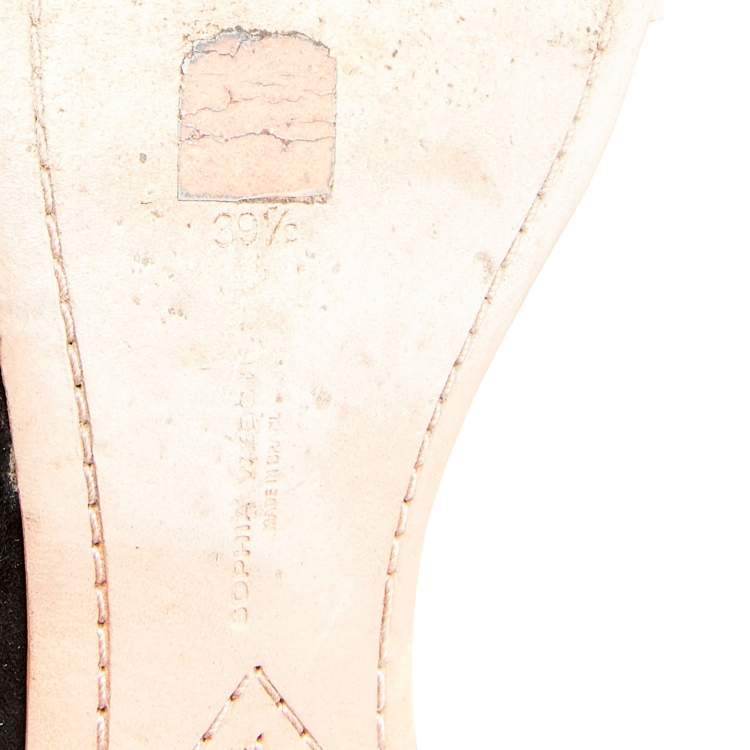 Pre Owned Sophia Webster Metallic Rose Gold/Black Leather and Suede Seraphina Angel Wing Flat Sandals Size 39.5