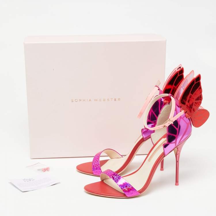 Pre Owned Sophia Webster Tri-Color Leather Chiara Ankle-Strap Sandals Size 40
