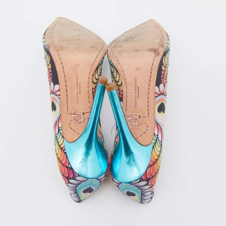 Pre Owned Sophia Webster Multicolor Rio Print Fabric Pumps Size 41