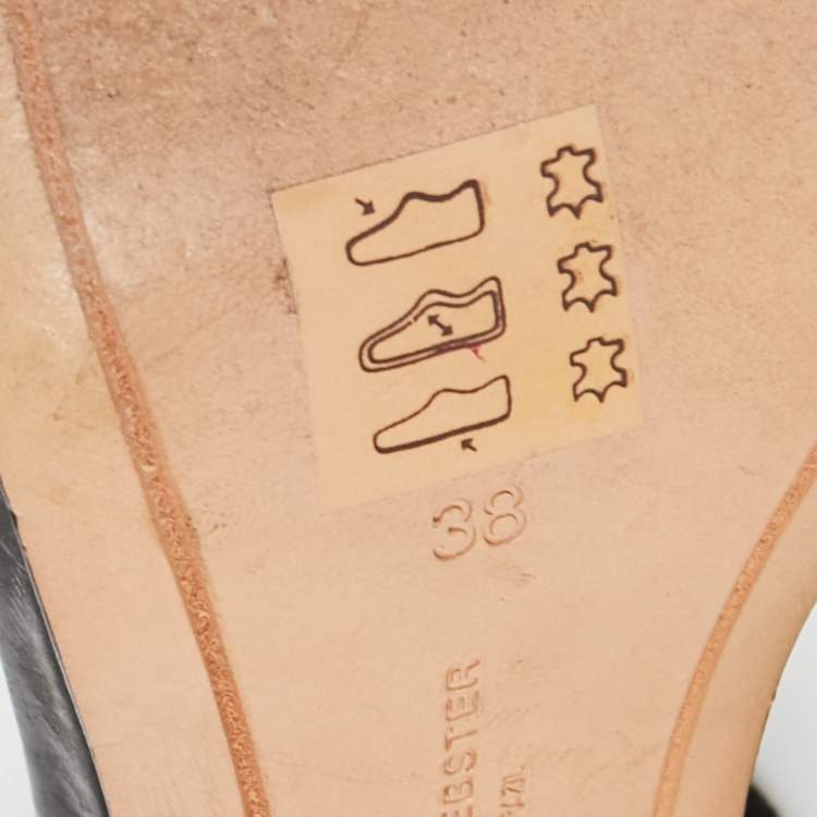 Pre Owned Sophia Webster Black/Silver Leather and Suede Chiara Ankle-Strap Sandals Size 38