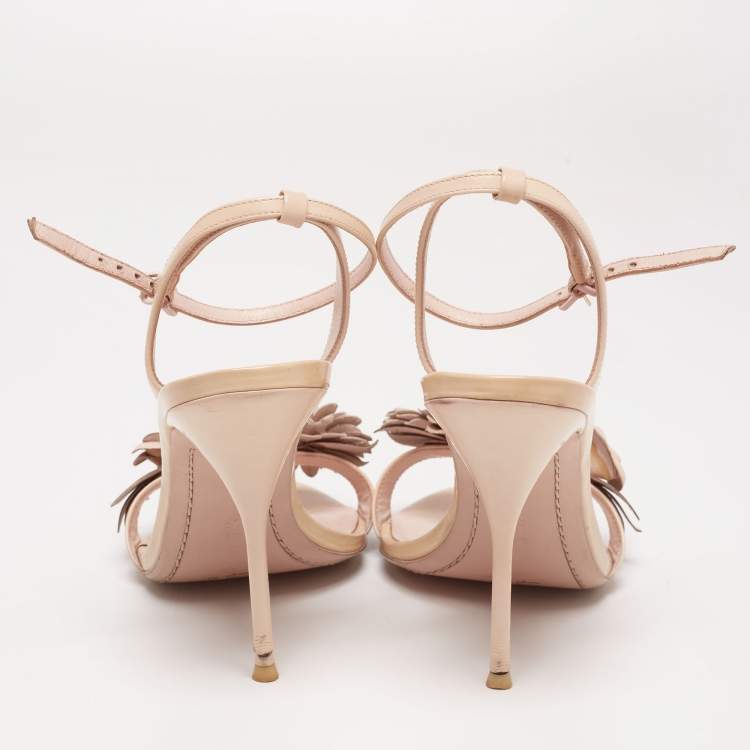Pre Owned Sophia Webster Beige Leather Lilico Applique Ankle-Strap Sandals Size 41