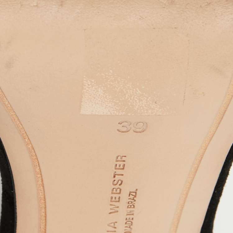 مملوكة مسبقًا Sophia Webster Black Suede and Leather Evangeline Ankle-Strap Sandals Size 39