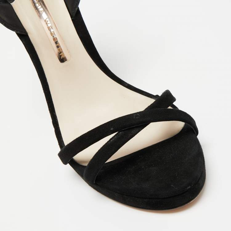 مملوكة مسبقًا Sophia Webster Black Suede and Leather Evangeline Ankle-Strap Sandals Size 39