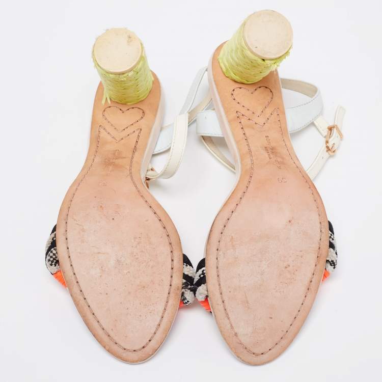 Pre Owned Sophia Webster Multicolor Leather And Patent Ankle Strap Sandals Size 39