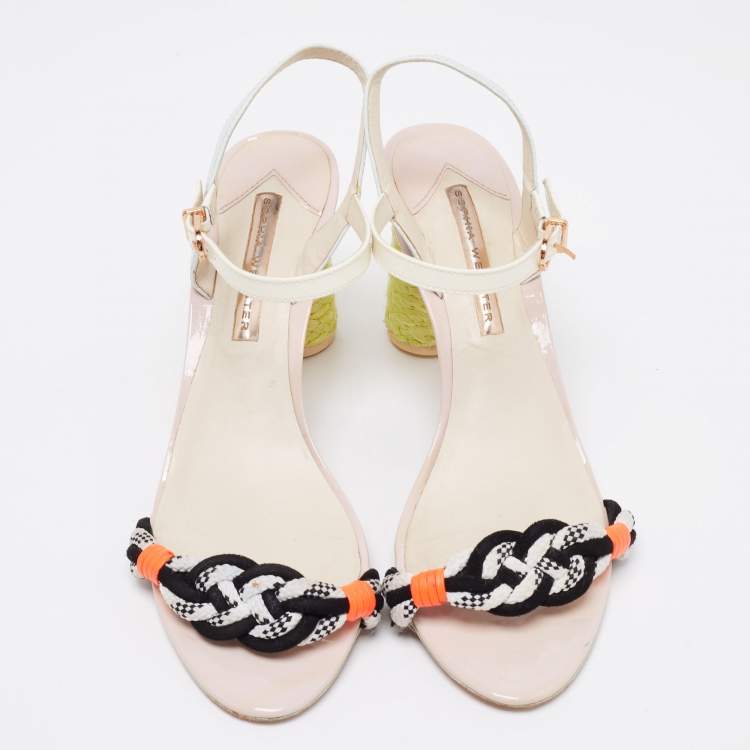 Pre Owned Sophia Webster Multicolor Leather And Patent Ankle Strap Sandals Size 39