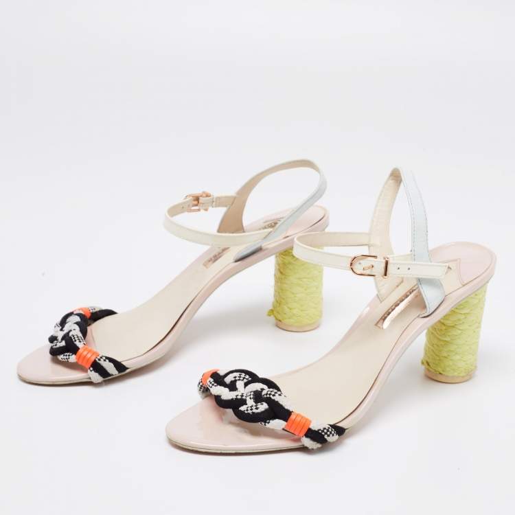 Pre Owned Sophia Webster Multicolor Leather And Patent Ankle Strap Sandals Size 39