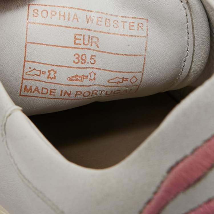 Pre Owned Sophia Webster White Leather Butterfly Low Top Sneakers Size 39.5 
