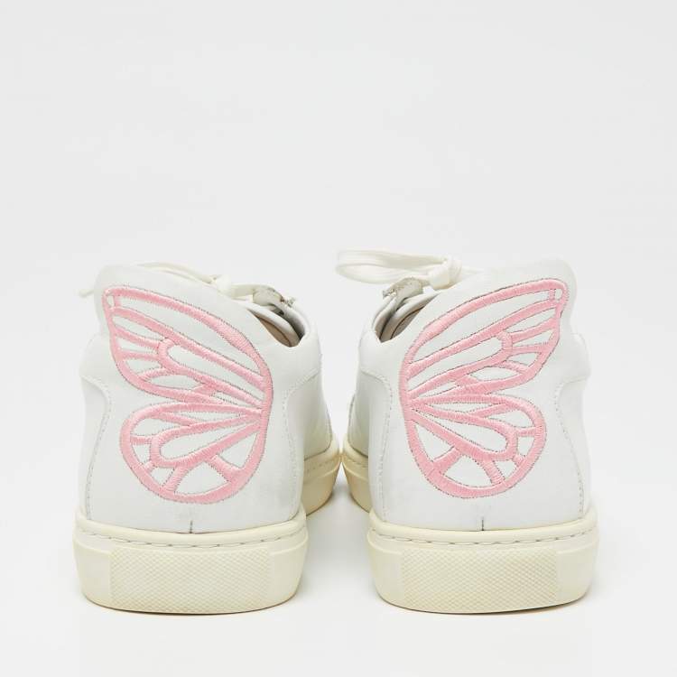Pre Owned Sophia Webster White Leather Butterfly Low Top Sneakers Size 39.5 