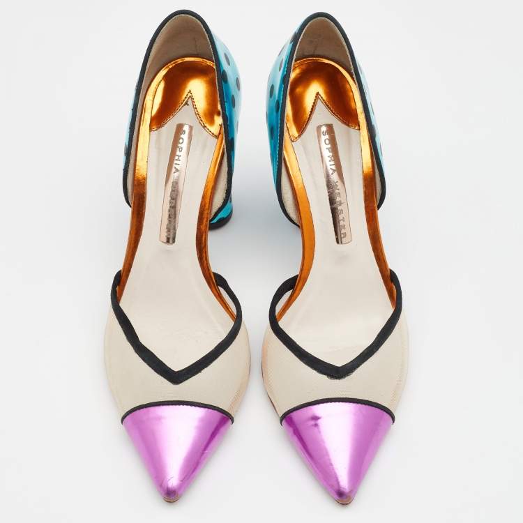 Pre Owned Sophia Webster Multicolor Leather And Mesh Jessica D'Orsay Pumps Size 37
