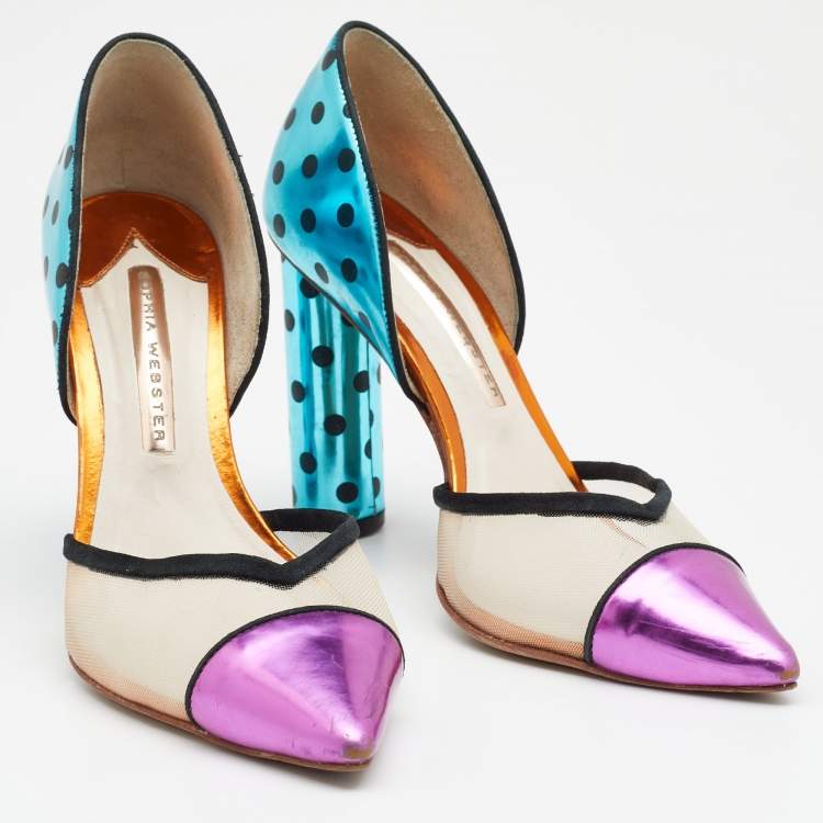 Pre Owned Sophia Webster Multicolor Leather And Mesh Jessica D'Orsay Pumps Size 37