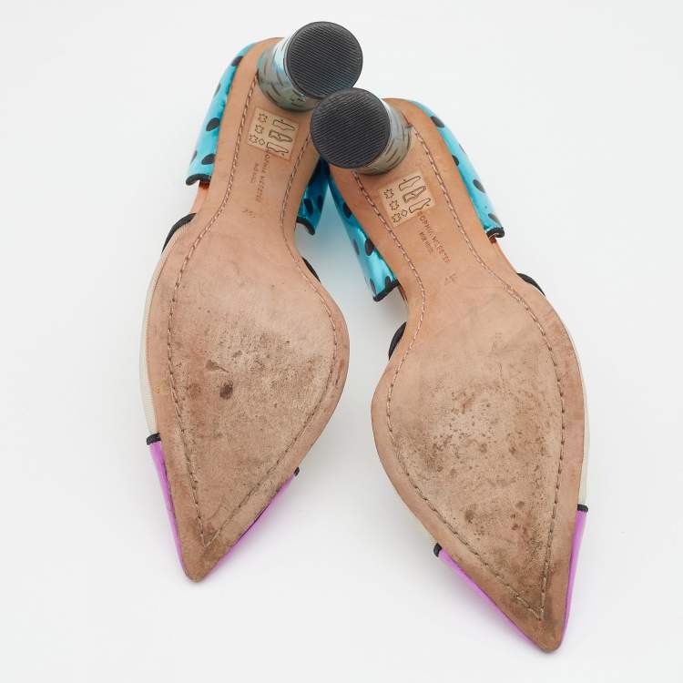Pre Owned Sophia Webster Multicolor Leather And Mesh Jessica D'Orsay Pumps Size 37