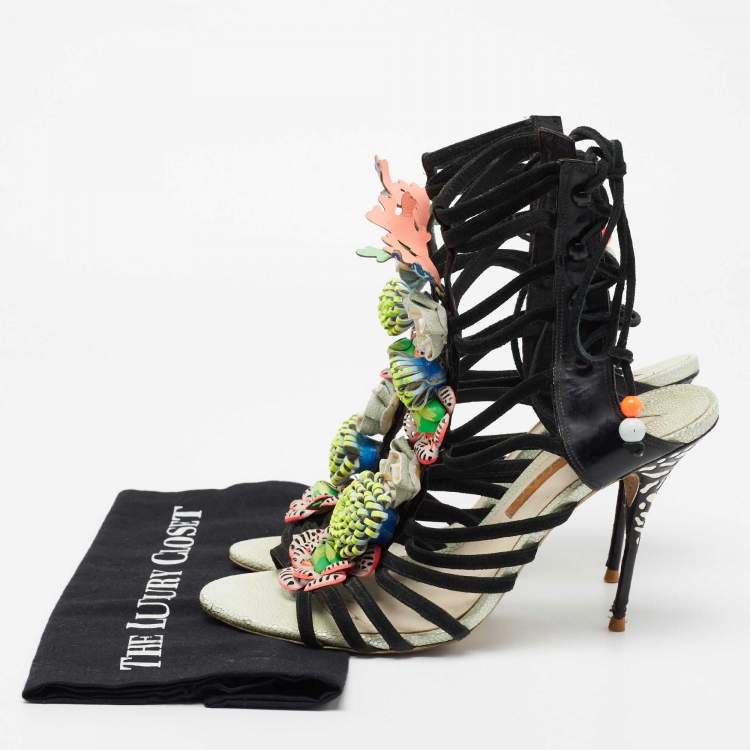 Pre Owned Sophia Webster Multicolor Suede and Leather Lilico Underwater Ankle Wrap Sandals Size 42
