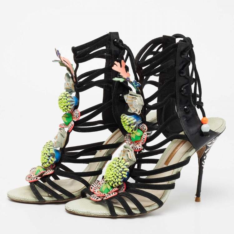 Pre Owned Sophia Webster Multicolor Suede and Leather Lilico Underwater Ankle Wrap Sandals Size 42