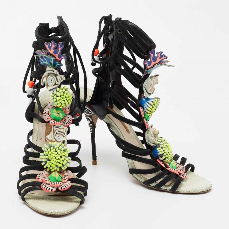 Pre Owned Sophia Webster Multicolor Suede and Leather Lilico Underwater Ankle Wrap Sandals Size 42