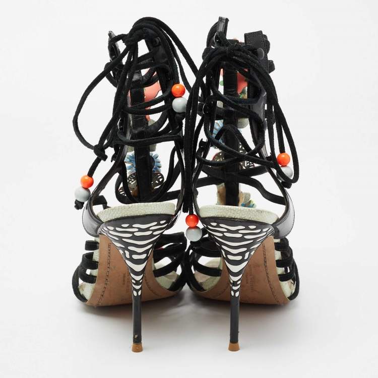 Pre Owned Sophia Webster Multicolor Suede and Leather Lilico Underwater Ankle Wrap Sandals Size 42