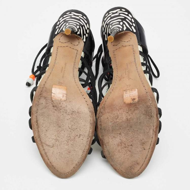 Pre Owned Sophia Webster Multicolor Suede and Leather Lilico Underwater Ankle Wrap Sandals Size 42