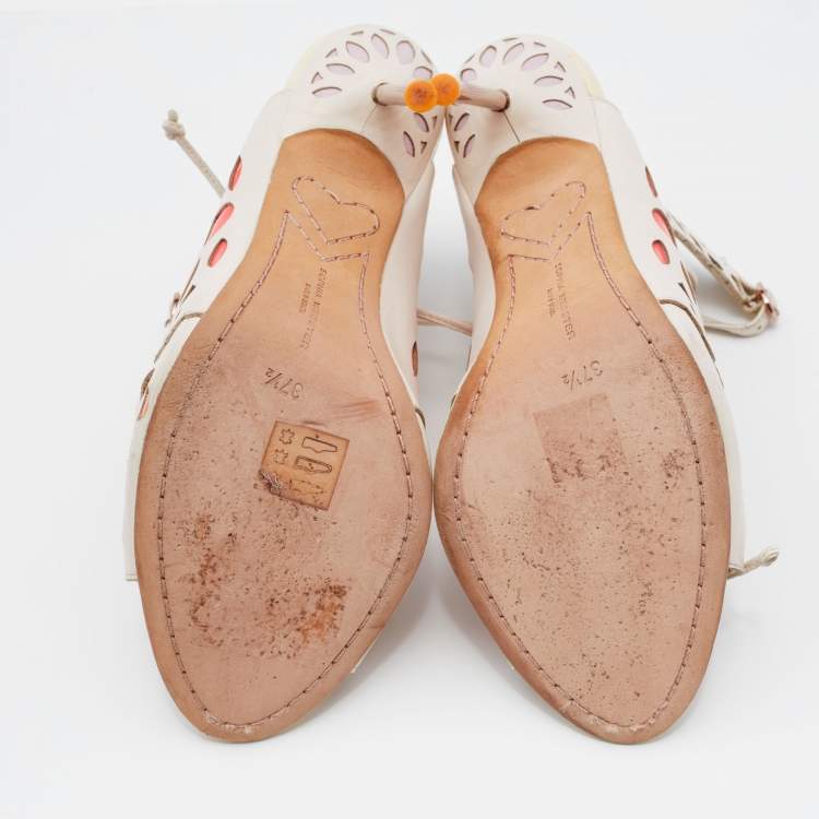 مملوكة مسبقًا Sophia Webster Multicolor Laser Cutout Leather Strappy Sandals Size 37.5