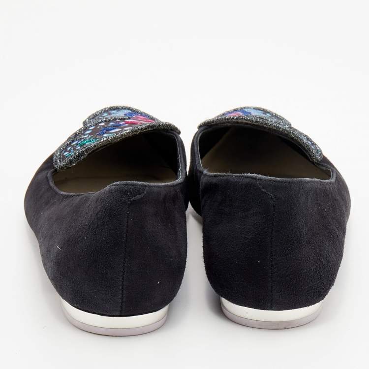 Pre Owned Sophia Webster Black Suede Bibi Butterfly Pointed Toe Ballet Flats Size 38