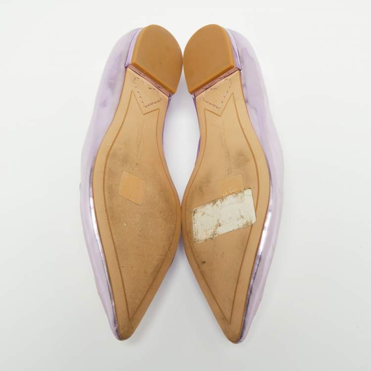 Pre Owned Sophia Webster Metallic pink Patent Bibi Butterfly Pointed Toe Ballet Flats Size 37