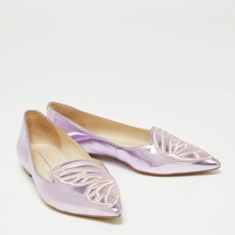 Pre Owned Sophia Webster Metallic pink Patent Bibi Butterfly Pointed Toe Ballet Flats Size 37