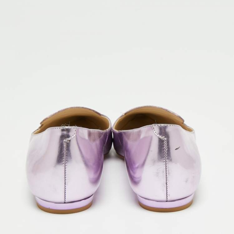 Pre Owned Sophia Webster Metallic pink Patent Bibi Butterfly Pointed Toe Ballet Flats Size 37