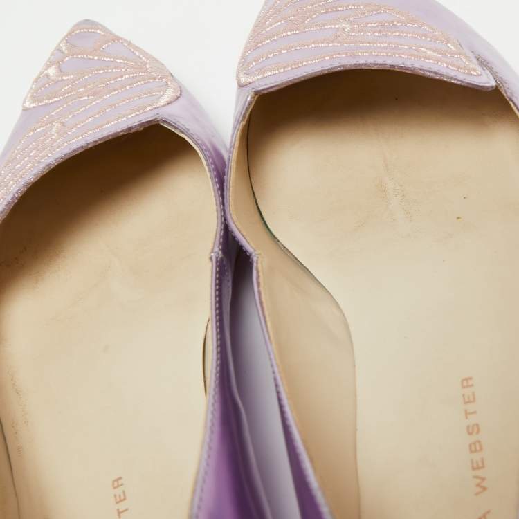 Pre Owned Sophia Webster Metallic pink Patent Bibi Butterfly Pointed Toe Ballet Flats Size 37