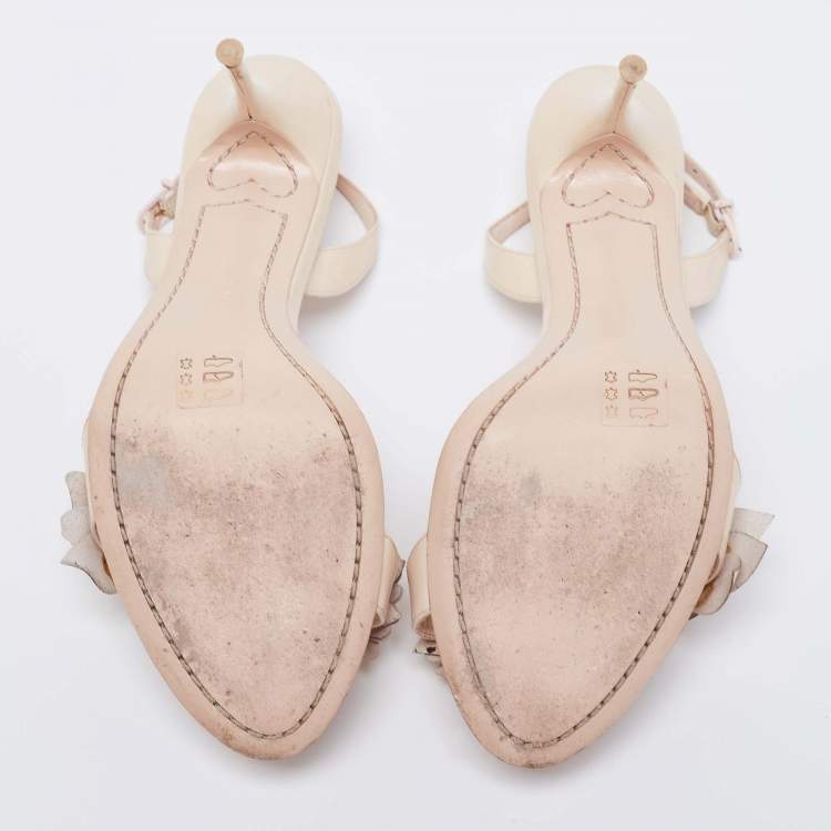 مملوكة مسبقًا Sophia Webster Beige Patent Leather Lilico Applique Sandals Size 40