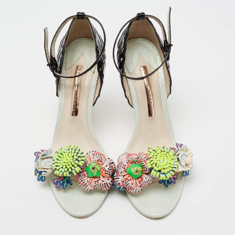 Pre Owned Sophia Webster Multicolor Leather Lilico Underwater Ankle-Strap Sandals Size 38.5