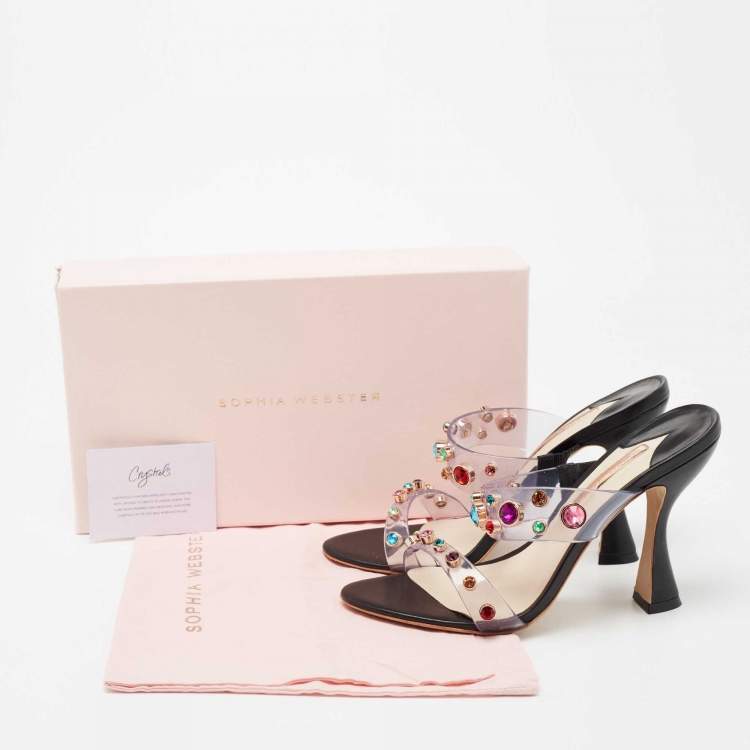 Pre Owned Sophia Webster Black PVC And Leather Rosalind Gem Mule Sandals Size 41 