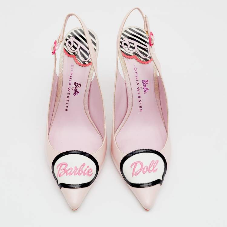 Pre Owned Sophia Webster for Barbie Pink Leather Barbie Doll Slingback Sandals Size 38