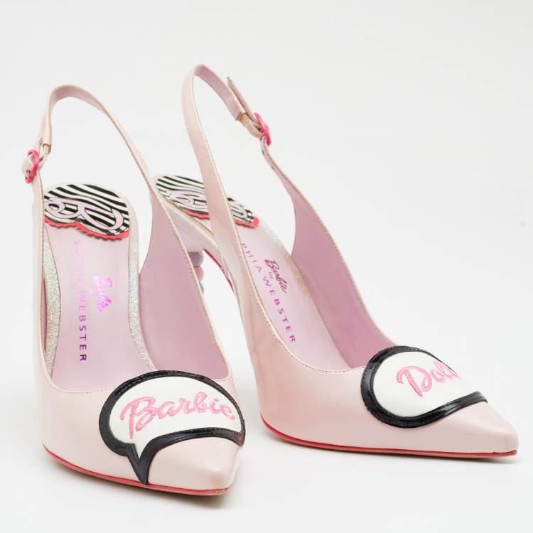 Pre Owned Sophia Webster for Barbie Pink Leather Barbie Doll Slingback Sandals Size 38