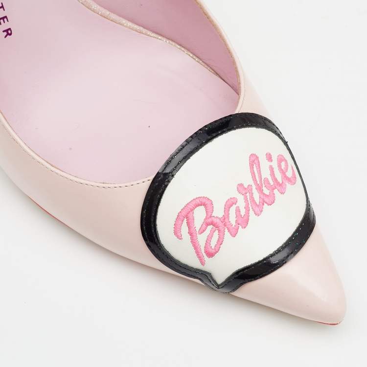 Pre Owned Sophia Webster for Barbie Pink Leather Barbie Doll Slingback Sandals Size 38