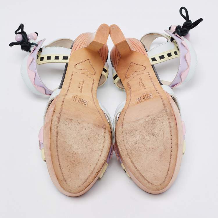 Pre Owned Sophia Webster Multicolor Leather Riko Pastel Platform Sandals Size 38