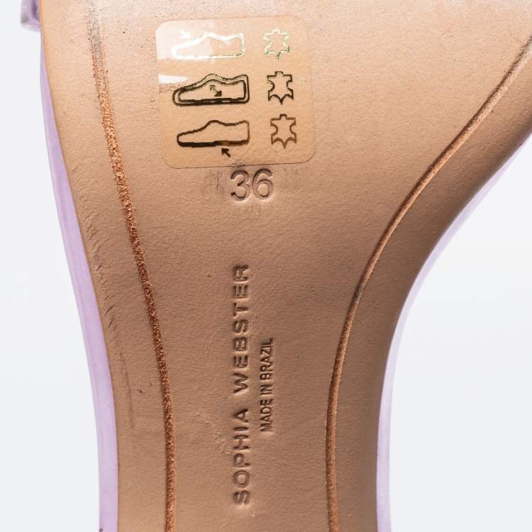 مملوكة مسبقًا Sophia Webster Metallic Purple Leather And Fabric Chiara Butterfly Ankle Strap Sandals Size 36