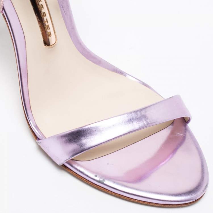 مملوكة مسبقًا Sophia Webster Metallic Purple Leather And Fabric Chiara Butterfly Ankle Strap Sandals Size 36