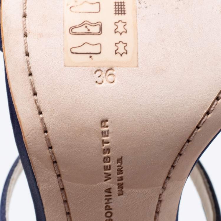 Pre Owned Sophia Webster Navy Blue Satin Rosalind Ankle Strap Sandals Size 36