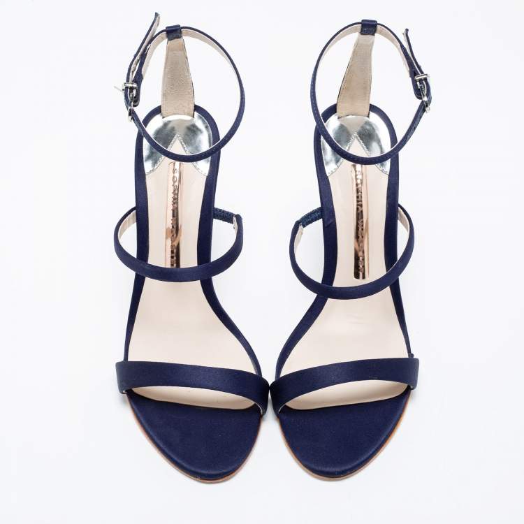 Pre Owned Sophia Webster Navy Blue Satin Rosalind Ankle Strap Sandals Size 36