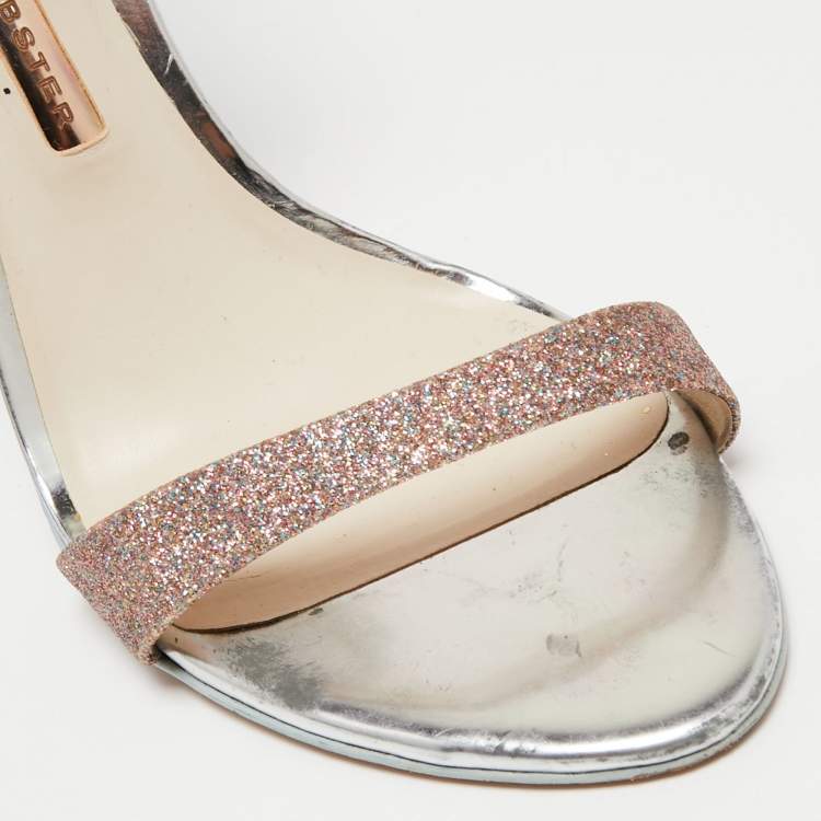 Pre Owned Sophia Webster Multicolor Glitter and Metallic Leather Chiara Ankle-Strap Sandals Size 38.5