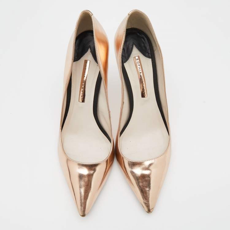 Pre Owned Sophia Webster Metallic Rose Gold Leather Coco Flamingo Pointed Toe Pumps Size 41