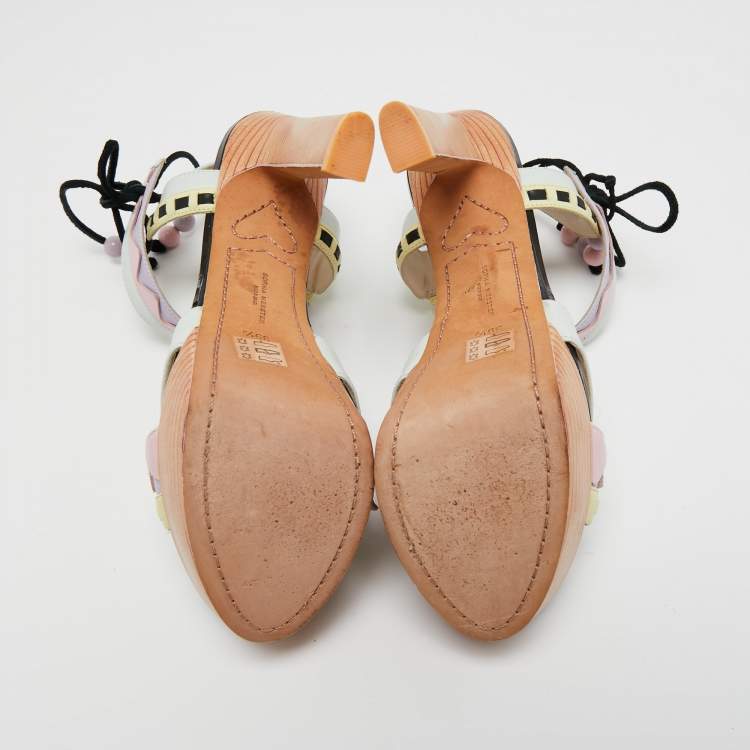Pre Owned Sophia Webster Multicolor Leather Riko Pastel Platform Sandals Size 39.5