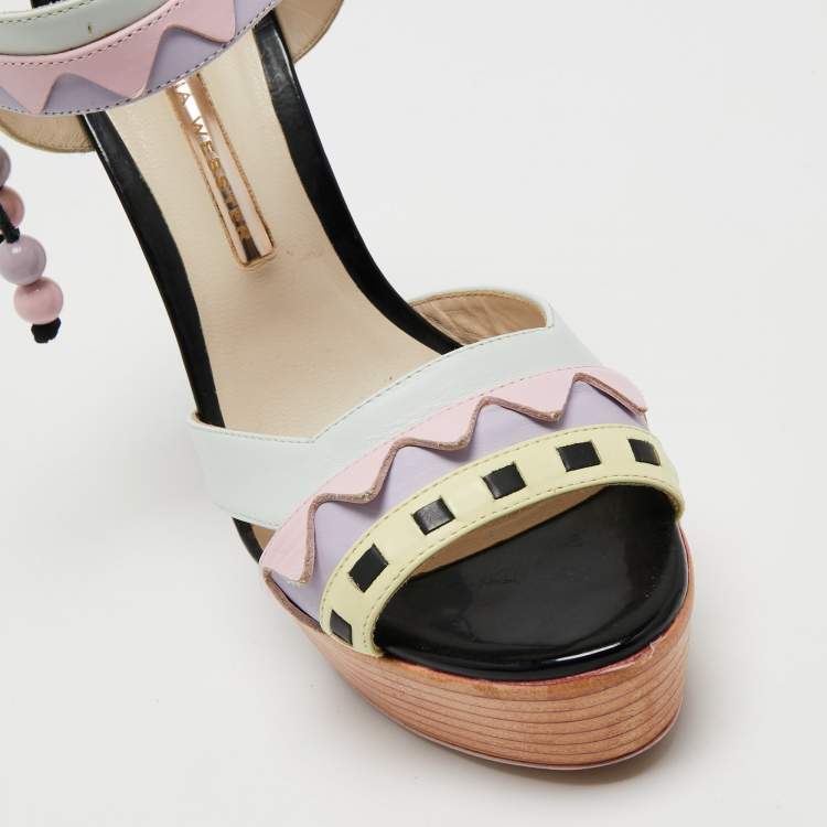 Pre Owned Sophia Webster Multicolor Leather Riko Pastel Platform Sandals Size 39.5