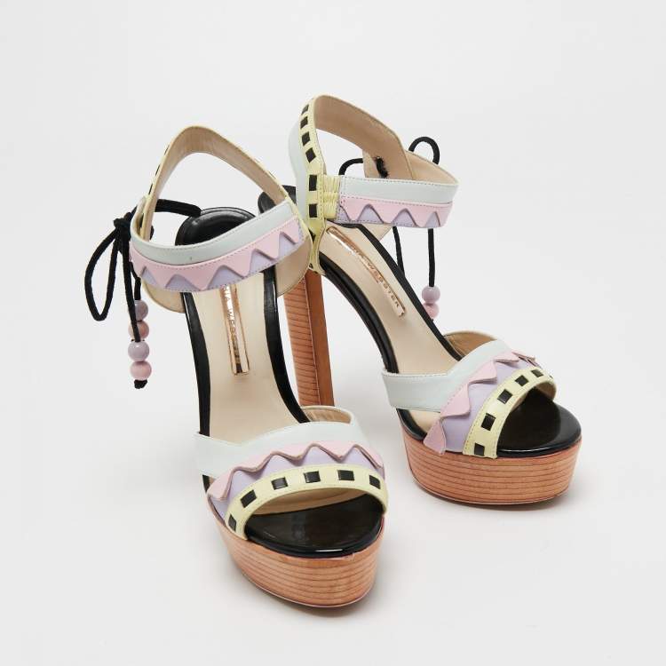 Pre Owned Sophia Webster Multicolor Leather Riko Pastel Platform Sandals Size 39.5